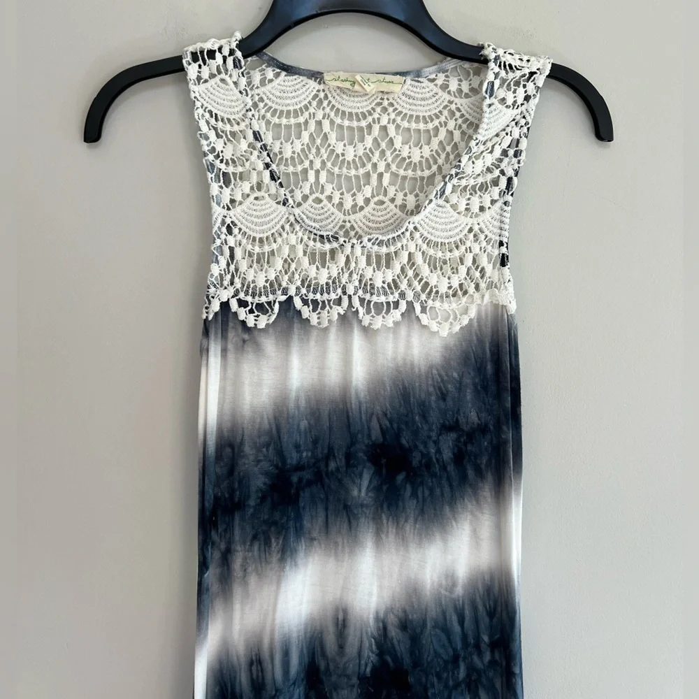 Staring at Stars by Anthropologie TieDye Hi-Lo Maxi Dress Crocheted Neck, S - Picture 7 of 7